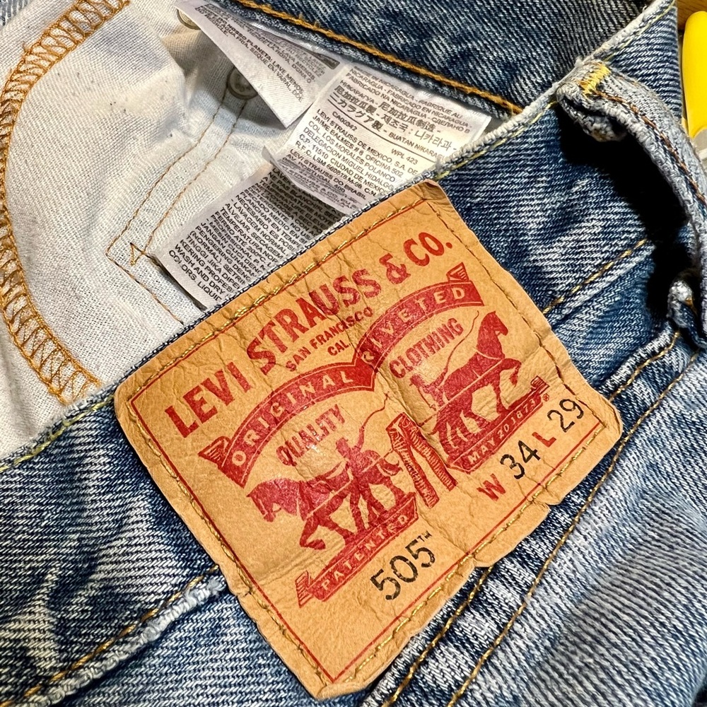 #2- Levi's 505 Relaxed Blue Jeans Denim Men, W/34, L/29, straight leg, pre owned - Picture 13 of 13